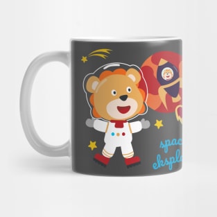 Space lion or astronaut in a space suit with cartoon style Mug